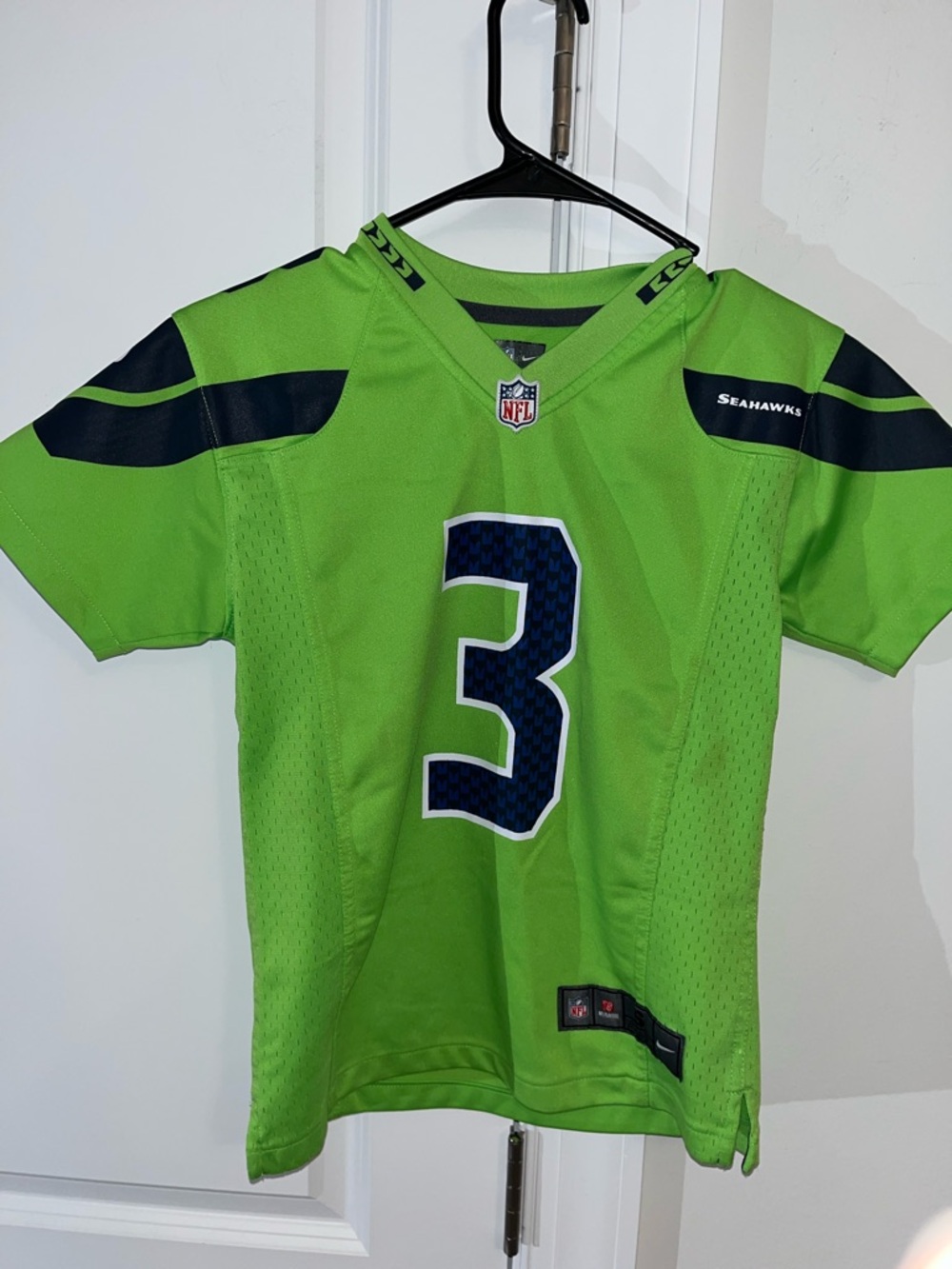 Seattle Seahawks Russell, Wilson, Nike lime green jersey S